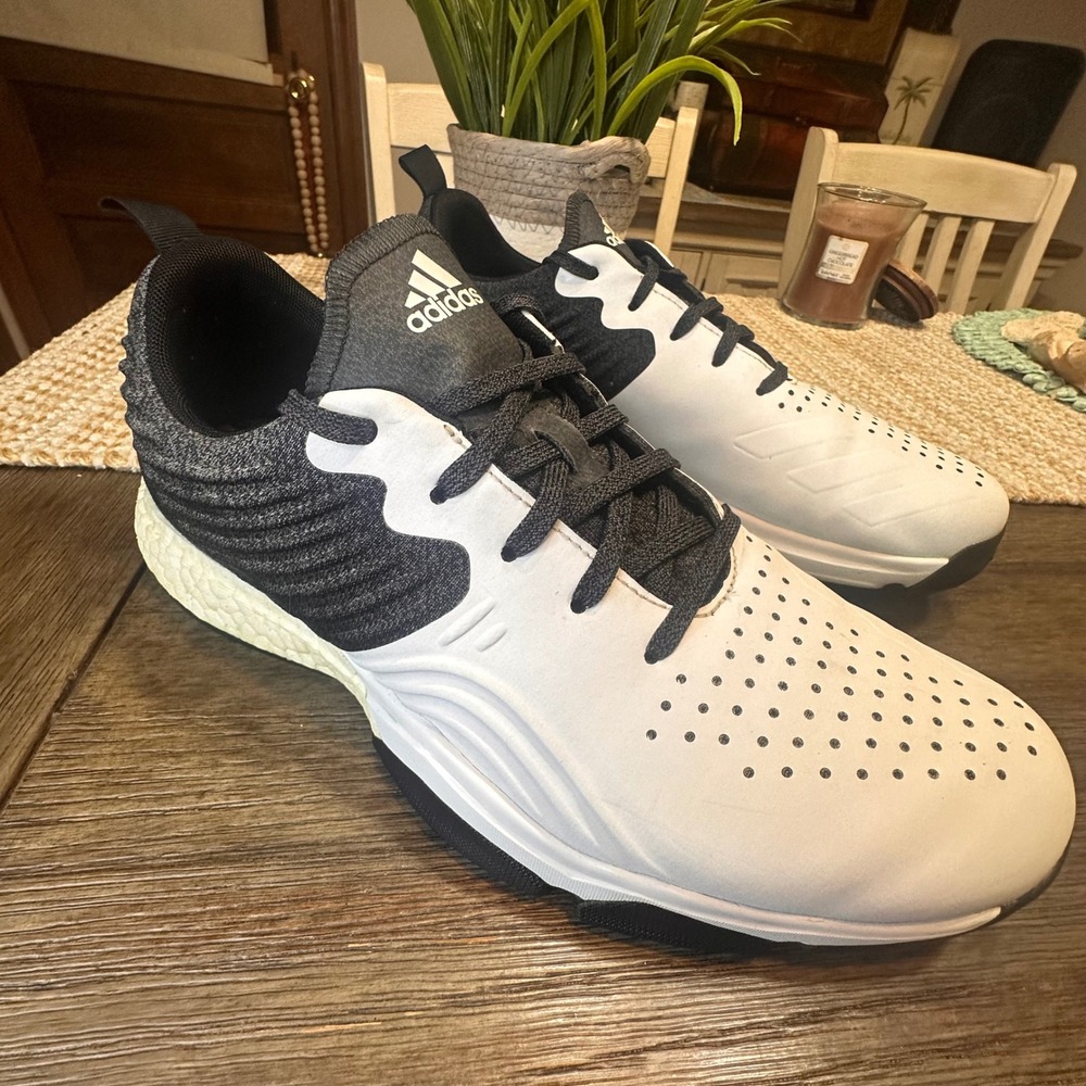 Adidas Adipower Boost Training‎ Cleatless Golf Athletic Shoes White Black Mens 9